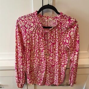 Pink and White Women's Lovestitch Top